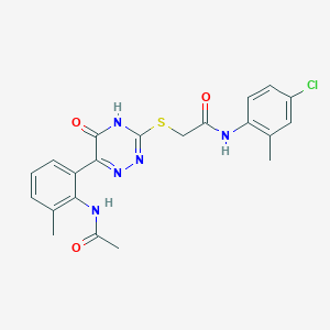 2-({6-[2-(acetylamino)-3-methylphenyl]-5-oxo-2,5-dihydro-1,2,4-triazin-3-yl}sulfanyl)-N-(4-chloro-2-methylphenyl)acetamide