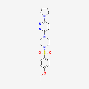 molecular formula C20H27N5O3S B11248640 3-(4-((4-Ethoxyphenyl)sulfonyl)piperazin-1-yl)-6-(pyrrolidin-1-yl)pyridazine 