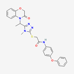 molecular formula C27H25N5O4S B11248658 2-({4-methyl-5-[1-(3-oxo-2,3-dihydro-4H-1,4-benzoxazin-4-yl)ethyl]-4H-1,2,4-triazol-3-yl}sulfanyl)-N-(4-phenoxyphenyl)acetamide 