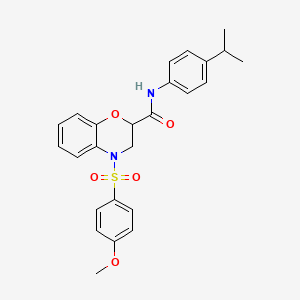 molecular formula C25H26N2O5S B11248675 4-[(4-methoxyphenyl)sulfonyl]-N-[4-(propan-2-yl)phenyl]-3,4-dihydro-2H-1,4-benzoxazine-2-carboxamide 