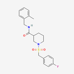 molecular formula C21H25FN2O3S B11248681 1-[(4-fluorobenzyl)sulfonyl]-N-(2-methylbenzyl)piperidine-3-carboxamide 