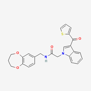 molecular formula C25H22N2O4S B11248704 N-(3,4-dihydro-2H-1,5-benzodioxepin-7-ylmethyl)-2-[3-(thiophen-2-ylcarbonyl)-1H-indol-1-yl]acetamide 