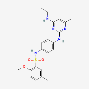 molecular formula C21H25N5O3S B11248726 N-(4-((4-(ethylamino)-6-methylpyrimidin-2-yl)amino)phenyl)-2-methoxy-5-methylbenzenesulfonamide 