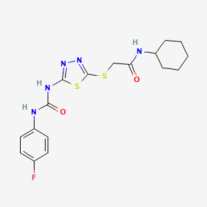 N-Cyclohexyl-2-[(5-{[(4-fluorophenyl)carbamoyl]amino}-1,3,4-thiadiazol-2-YL)sulfanyl]acetamide