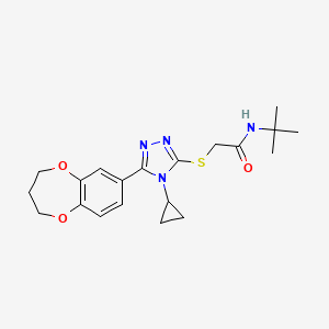 N-tert-butyl-2-{[4-cyclopropyl-5-(3,4-dihydro-2H-1,5-benzodioxepin-7-yl)-4H-1,2,4-triazol-3-yl]sulfanyl}acetamide