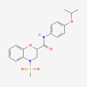 molecular formula C19H22N2O5S B11248749 4-(methylsulfonyl)-N-[4-(propan-2-yloxy)phenyl]-3,4-dihydro-2H-1,4-benzoxazine-2-carboxamide 