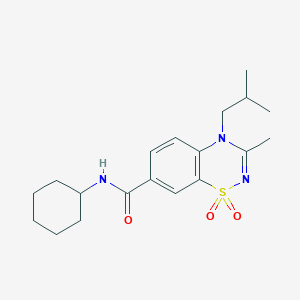 molecular formula C19H27N3O3S B11248792 N-cyclohexyl-4-isobutyl-3-methyl-4H-1,2,4-benzothiadiazine-7-carboxamide 1,1-dioxide 