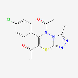 1,1'-[6-(4-chlorophenyl)-3-methyl-5H-[1,2,4]triazolo[3,4-b][1,3,4]thiadiazine-5,7-diyl]diethanone