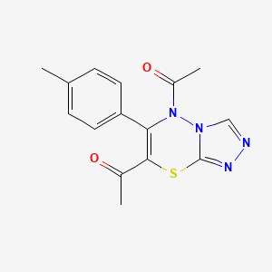 1,1'-[6-(4-methylphenyl)-5H-[1,2,4]triazolo[3,4-b][1,3,4]thiadiazine-5,7-diyl]diethanone