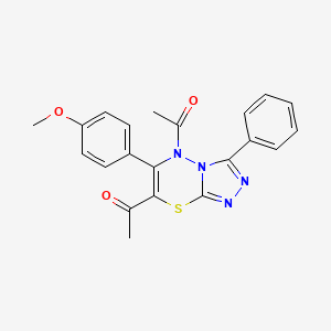 1,1'-[6-(4-methoxyphenyl)-3-phenyl-5H-[1,2,4]triazolo[3,4-b][1,3,4]thiadiazine-5,7-diyl]diethanone