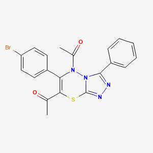 1,1'-[6-(4-bromophenyl)-3-phenyl-5H-[1,2,4]triazolo[3,4-b][1,3,4]thiadiazine-5,7-diyl]diethanone