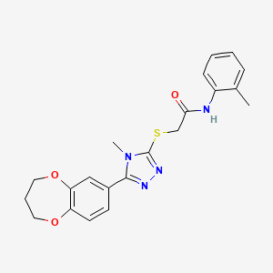 molecular formula C21H22N4O3S B11248864 2-{[5-(3,4-dihydro-2H-1,5-benzodioxepin-7-yl)-4-methyl-4H-1,2,4-triazol-3-yl]sulfanyl}-N-(2-methylphenyl)acetamide 