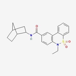 molecular formula C22H24N2O3S B11248899 N-(bicyclo[2.2.1]hept-2-yl)-6-ethyl-6H-dibenzo[c,e][1,2]thiazine-9-carboxamide 5,5-dioxide 