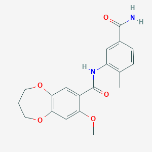 N-(5-carbamoyl-2-methylphenyl)-8-methoxy-3,4-dihydro-2H-1,5-benzodioxepine-7-carboxamide