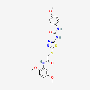 molecular formula C20H21N5O5S2 B11248921 N-(2,5-Dimethoxyphenyl)-2-[(5-{[(4-methoxyphenyl)carbamoyl]amino}-1,3,4-thiadiazol-2-YL)sulfanyl]acetamide 