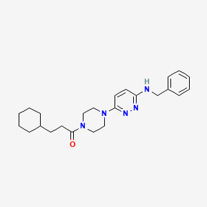 molecular formula C24H33N5O B11248933 1-{4-[6-(Benzylamino)pyridazin-3-YL]piperazin-1-YL}-3-cyclohexylpropan-1-one 