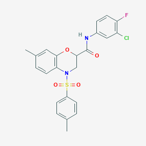 N-(3-chloro-4-fluorophenyl)-7-methyl-4-[(4-methylphenyl)sulfonyl]-3,4-dihydro-2H-1,4-benzoxazine-2-carboxamide