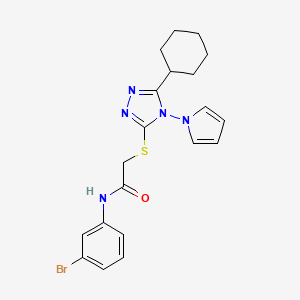 molecular formula C20H22BrN5OS B11249033 N-(3-bromophenyl)-2-{[5-cyclohexyl-4-(1H-pyrrol-1-yl)-4H-1,2,4-triazol-3-yl]sulfanyl}acetamide 