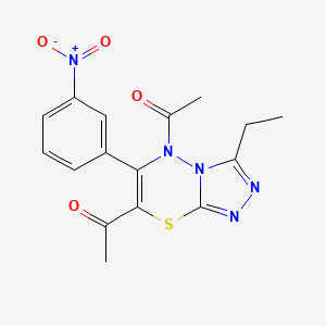 1,1'-[3-ethyl-6-(3-nitrophenyl)-5H-[1,2,4]triazolo[3,4-b][1,3,4]thiadiazine-5,7-diyl]diethanone