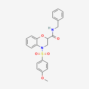 molecular formula C23H22N2O5S B11249076 N-benzyl-4-[(4-methoxyphenyl)sulfonyl]-3,4-dihydro-2H-1,4-benzoxazine-2-carboxamide 