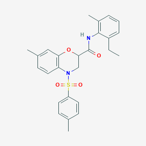 molecular formula C26H28N2O4S B11249115 N-(2-ethyl-6-methylphenyl)-7-methyl-4-[(4-methylphenyl)sulfonyl]-3,4-dihydro-2H-1,4-benzoxazine-2-carboxamide 