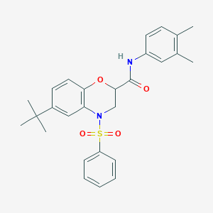 6-tert-butyl-N-(3,4-dimethylphenyl)-4-(phenylsulfonyl)-3,4-dihydro-2H-1,4-benzoxazine-2-carboxamide