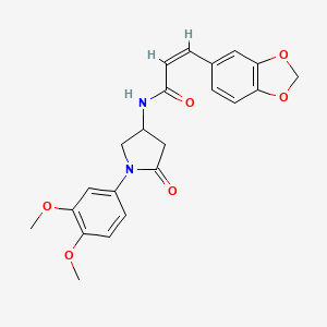 (Z)-3-(benzo[d][1,3]dioxol-5-yl)-N-(1-(3,4-dimethoxyphenyl)-5-oxopyrrolidin-3-yl)acrylamide