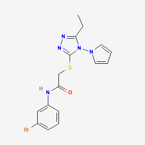 molecular formula C16H16BrN5OS B11249177 N-(3-bromophenyl)-2-{[5-ethyl-4-(1H-pyrrol-1-yl)-4H-1,2,4-triazol-3-yl]sulfanyl}acetamide 