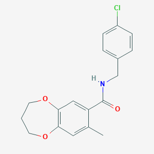 molecular formula C18H18ClNO3 B11249198 N-(4-chlorobenzyl)-8-methyl-3,4-dihydro-2H-1,5-benzodioxepine-7-carboxamide 