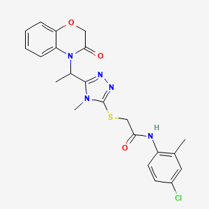 molecular formula C22H22ClN5O3S B11249277 N-(4-chloro-2-methylphenyl)-2-({4-methyl-5-[1-(3-oxo-2,3-dihydro-4H-1,4-benzoxazin-4-yl)ethyl]-4H-1,2,4-triazol-3-yl}sulfanyl)acetamide 