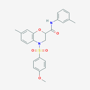 molecular formula C24H24N2O5S B11249293 4-[(4-methoxyphenyl)sulfonyl]-7-methyl-N-(3-methylphenyl)-3,4-dihydro-2H-1,4-benzoxazine-2-carboxamide 