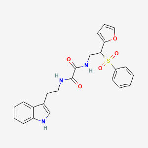 molecular formula C24H23N3O5S B11249306 N'-[2-(Benzenesulfonyl)-2-(furan-2-YL)ethyl]-N-[2-(1H-indol-3-YL)ethyl]ethanediamide 