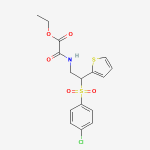 Ethyl 2-((2-((4-chlorophenyl)sulfonyl)-2-(thiophen-2-yl)ethyl)amino)-2-oxoacetate