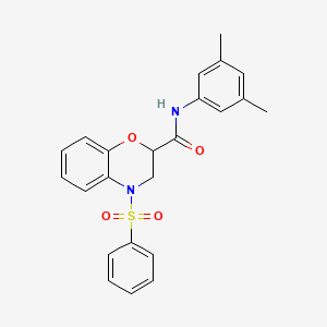 molecular formula C23H22N2O4S B11249363 N-(3,5-dimethylphenyl)-4-(phenylsulfonyl)-3,4-dihydro-2H-1,4-benzoxazine-2-carboxamide 