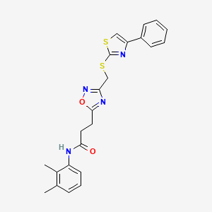 molecular formula C23H22N4O2S2 B11249386 N-(2,3-dimethylphenyl)-3-(3-{[(4-phenyl-1,3-thiazol-2-yl)sulfanyl]methyl}-1,2,4-oxadiazol-5-yl)propanamide 