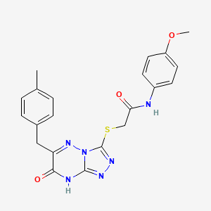 molecular formula C21H20N6O3S B11249454 N-(4-methoxyphenyl)-2-{[6-(4-methylbenzyl)-7-oxo-7,8-dihydro[1,2,4]triazolo[4,3-b][1,2,4]triazin-3-yl]sulfanyl}acetamide 