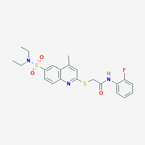 molecular formula C22H24FN3O3S2 B11249479 2-{[6-(diethylsulfamoyl)-4-methylquinolin-2-yl]sulfanyl}-N-(2-fluorophenyl)acetamide 