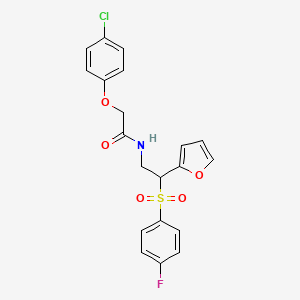 2-(4-chlorophenoxy)-N-(2-((4-fluorophenyl)sulfonyl)-2-(furan-2-yl)ethyl)acetamide