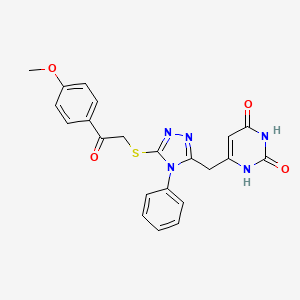 6-((5-((2-(4-methoxyphenyl)-2-oxoethyl)thio)-4-phenyl-4H-1,2,4-triazol-3-yl)methyl)pyrimidine-2,4(1H,3H)-dione