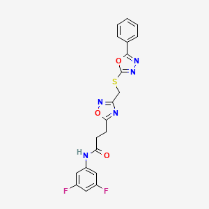 N-(3,5-difluorophenyl)-3-(3-{[(5-phenyl-1,3,4-oxadiazol-2-yl)sulfanyl]methyl}-1,2,4-oxadiazol-5-yl)propanamide