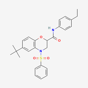 6-tert-butyl-N-(4-ethylphenyl)-4-(phenylsulfonyl)-3,4-dihydro-2H-1,4-benzoxazine-2-carboxamide