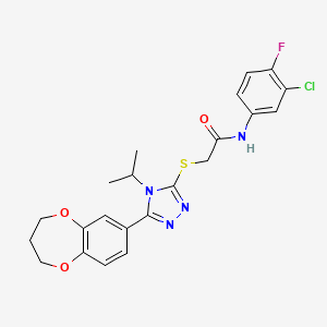 N-(3-chloro-4-fluorophenyl)-2-{[5-(3,4-dihydro-2H-1,5-benzodioxepin-7-yl)-4-(propan-2-yl)-4H-1,2,4-triazol-3-yl]sulfanyl}acetamide