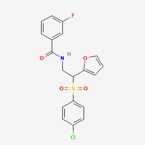 molecular formula C19H15ClFNO4S B11249647 N-[2-(4-Chlorobenzenesulfonyl)-2-(furan-2-YL)ethyl]-3-fluorobenzamide 