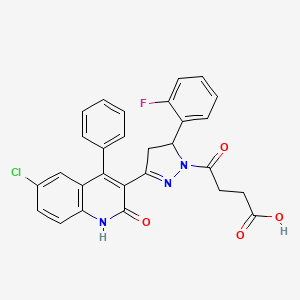 4-[3-(6-chloro-2-hydroxy-4-phenylquinolin-3-yl)-5-(2-fluorophenyl)-4,5-dihydro-1H-pyrazol-1-yl]-4-oxobutanoic acid