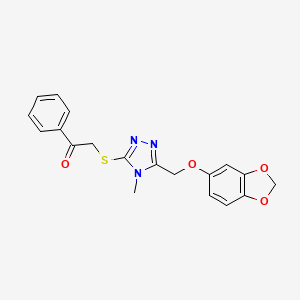 molecular formula C19H17N3O4S B11249691 2-({5-[(1,3-benzodioxol-5-yloxy)methyl]-4-methyl-4H-1,2,4-triazol-3-yl}sulfanyl)-1-phenylethanone 