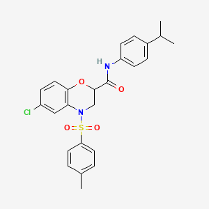 molecular formula C25H25ClN2O4S B11249693 6-chloro-4-[(4-methylphenyl)sulfonyl]-N-[4-(propan-2-yl)phenyl]-3,4-dihydro-2H-1,4-benzoxazine-2-carboxamide 