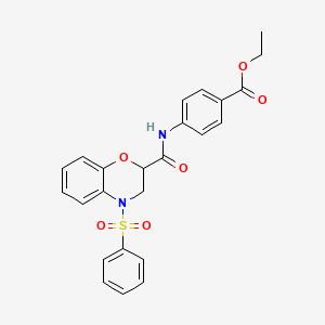 ethyl 4-({[4-(phenylsulfonyl)-3,4-dihydro-2H-1,4-benzoxazin-2-yl]carbonyl}amino)benzoate