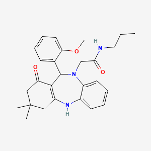 molecular formula C27H33N3O3 B11249713 2-[11-(2-methoxyphenyl)-3,3-dimethyl-1-oxo-1,2,3,4,5,11-hexahydro-10H-dibenzo[b,e][1,4]diazepin-10-yl]-N-propylacetamide 