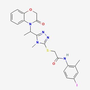 N-(4-iodo-2-methylphenyl)-2-({4-methyl-5-[1-(3-oxo-2,3-dihydro-4H-1,4-benzoxazin-4-yl)ethyl]-4H-1,2,4-triazol-3-yl}sulfanyl)acetamide