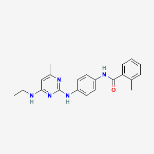 molecular formula C21H23N5O B11249797 N-(4-{[4-(ethylamino)-6-methylpyrimidin-2-yl]amino}phenyl)-2-methylbenzamide 